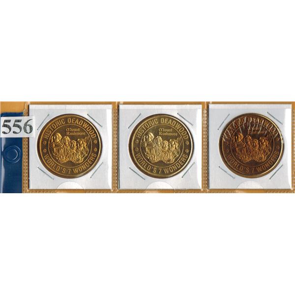 HISTORIC DEADWOOD MEDALLIONS - WORLD'S 7 WONDERS - Taj Mahal - Eiffel Tower - Parthenon