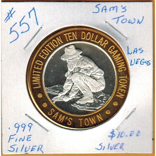 SAM'S TOWN CASINO - LAS VEGAS - .999 Fine Silver $10 Silver Strike Coin - Dated 1993
