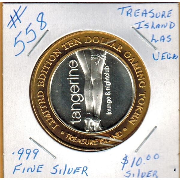 TREASURE ISLAND CASINO - LAS VEGAS - .999 Fine Silver $10 Silver Strike Coin - Dated 2005