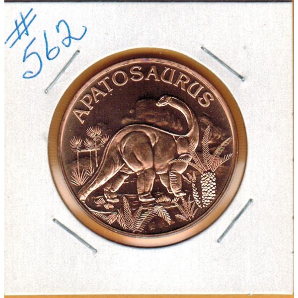 1 OUNCE .999 COPPER - DINOSAUR - APATOSAURUS