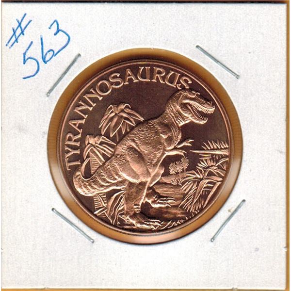 1 OUNCE .999 COPPER - DINOSAUR - TYRANNOSAURUS