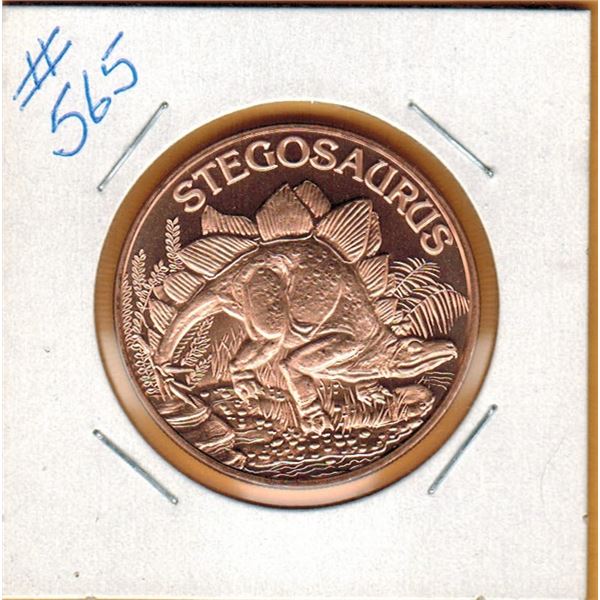 1 OUNCE .999 COPPER - DINOSAUR - STEGOSAURUS