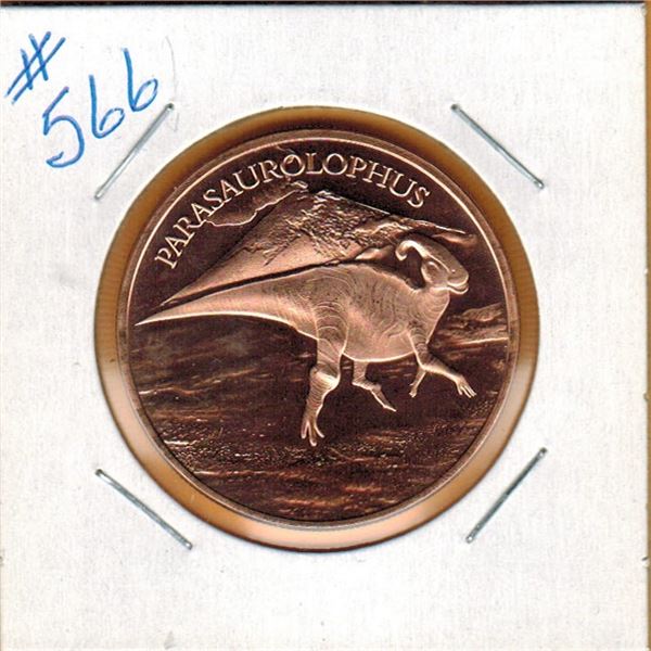 1 OUNCE .999 COPPER - DINOSAUR - PARASAUROLOPHUS