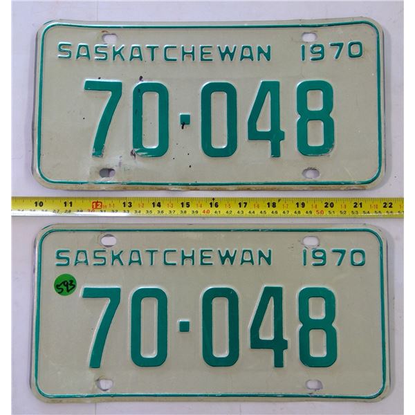 Matched Pair Sask 1970 Plates