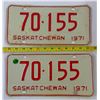 Image 1 : Matched Pair Sask 1971 Plates