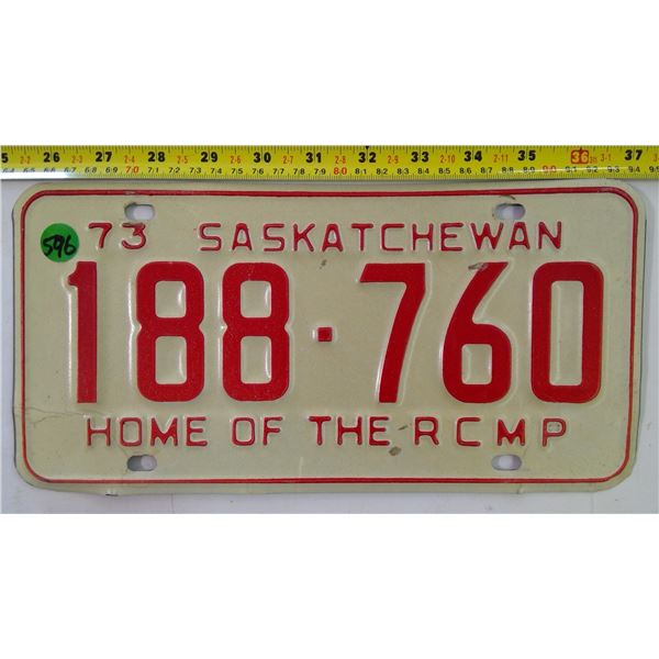 1973 Sask RCMP Plate