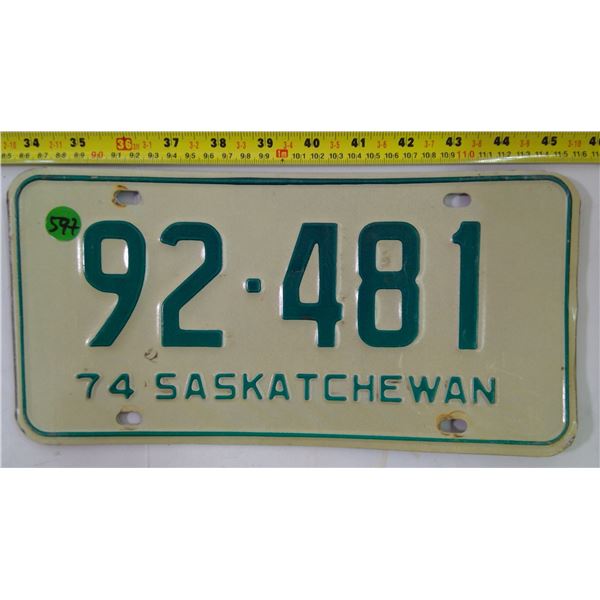 Matched Pair Sask 1974 Plates