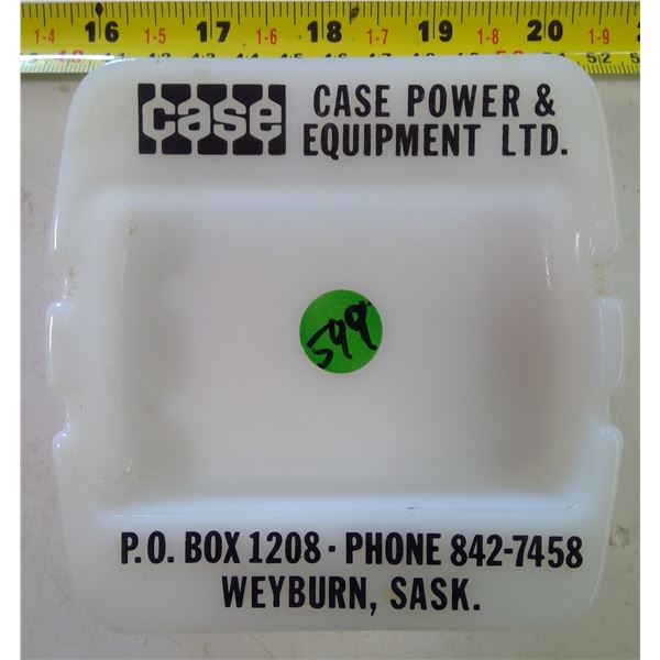 Milk Glass CASE Tractor Ashtray