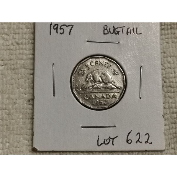 1957 Bug tail 5 cent