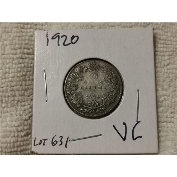 1920 silver 25¢ key date coin