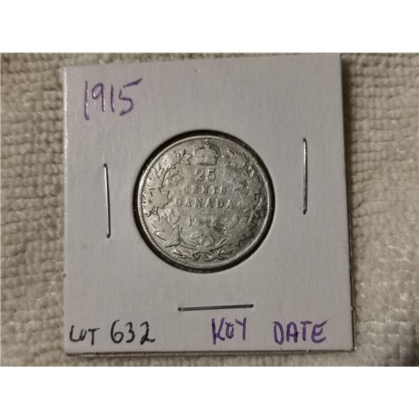 1915 silver 25¢ key date coin