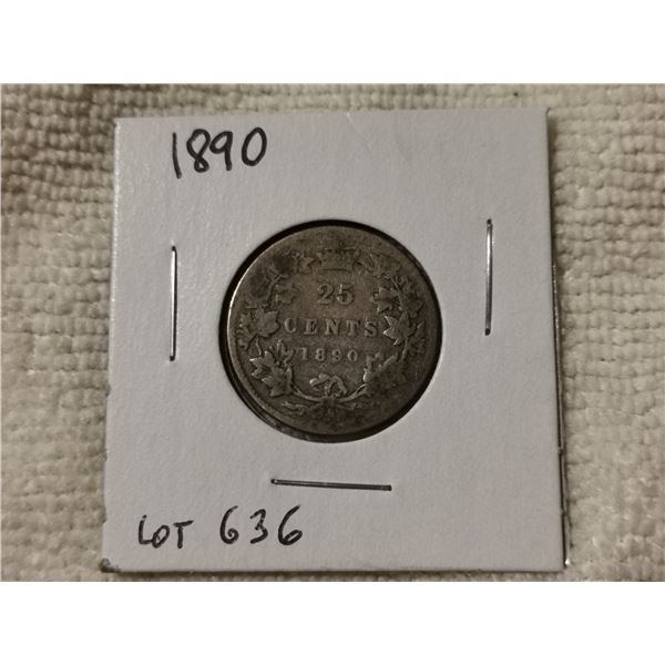 1890 silver 25¢ coin