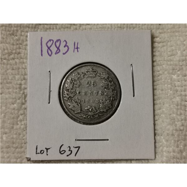 1883H silver 25¢ coin