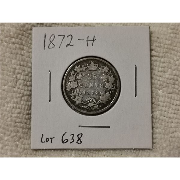 1872H silver 25¢ coin