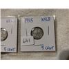 Image 3 : 1943 & 1945 Newfoundland 5 cent silver coins