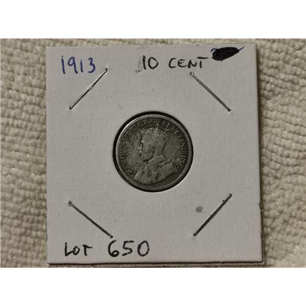 1913 10 cent silver coin