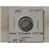 Image 1 : 1901 10 cent silver coin