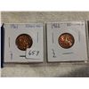 Image 2 : Lot of 4 hanging 1 cent coins, 1961, 62, 63, 64