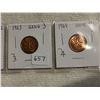 Image 3 : Lot of 4 hanging 1 cent coins, 1961, 62, 63, 64