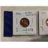 Image 2 : Lot of 3 double hanging 1 cent coins - 1962, 1963, 1964