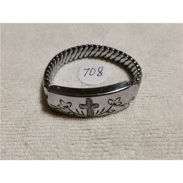 Vintage religious bracelet / pill container