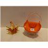 Image 1 : Orange/white & amber decorative glass, 4" and 7"