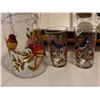Image 2 : Birds design pitcher with 6 glass cups - Made in France