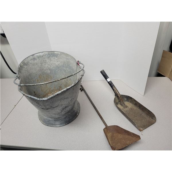 Coal skuttle and shovels (2)