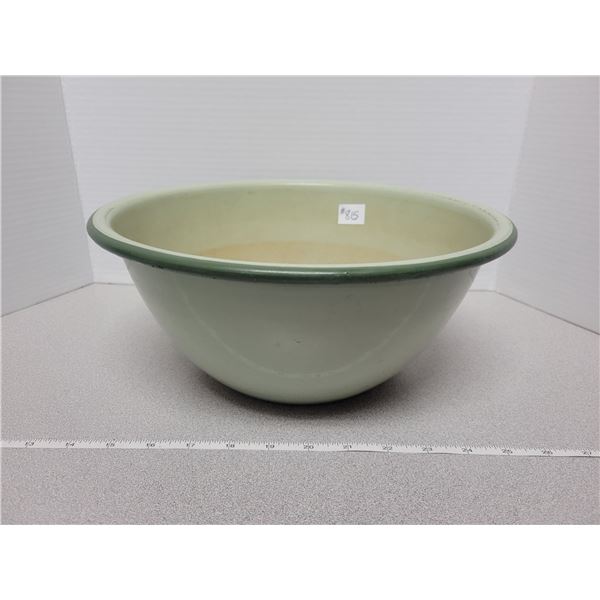 Heavy green enamelware 12” bowl