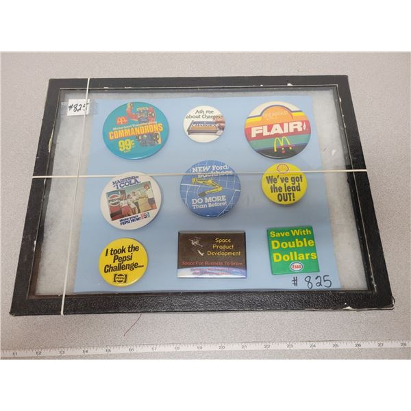Display case with card of pinbacks