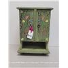 Image 1 : Green wooden tabletop storage chest, 11” high x 8” wide