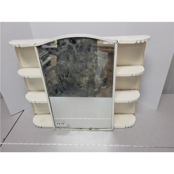 Decorator project, metal bathroom mirror with shelving