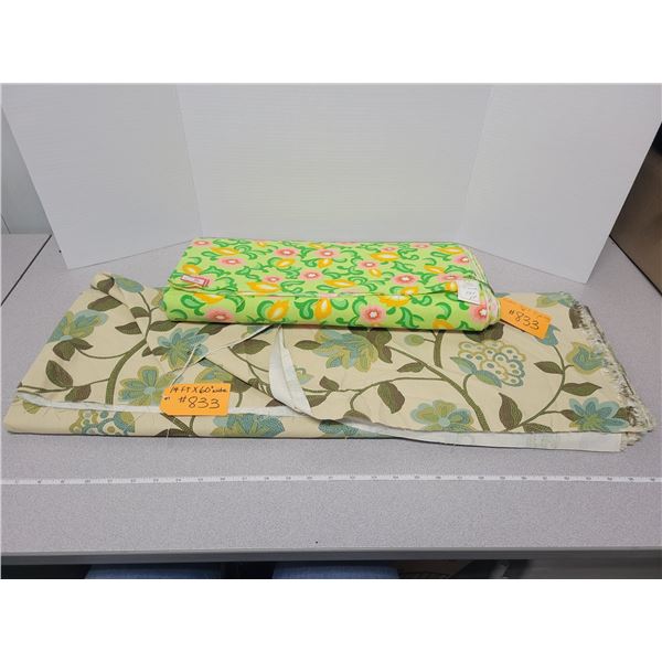 2 rolls of vintage fabric, 11 yard cotton 36" W & 14' X 60" W floral pattern
