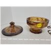 Image 3 : Brown marbled swirly glass candy dish & rosary stamped Italy