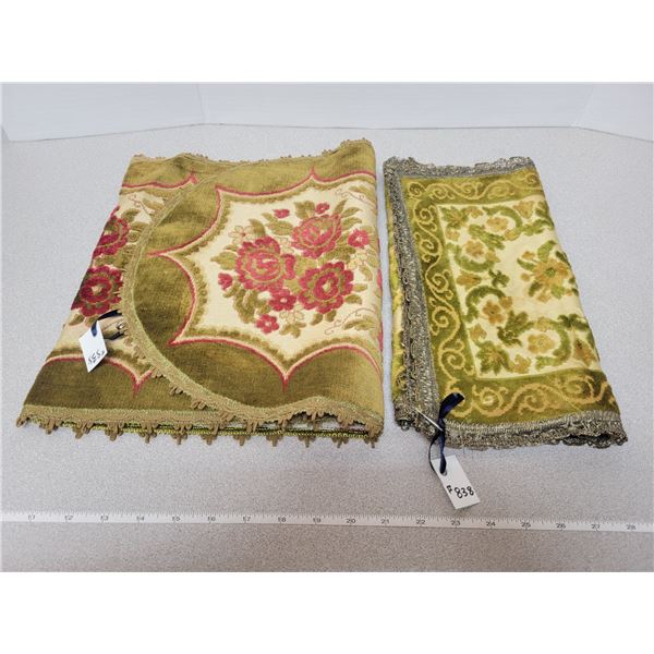 Vintage table runners, viscose and metal made in Belgium