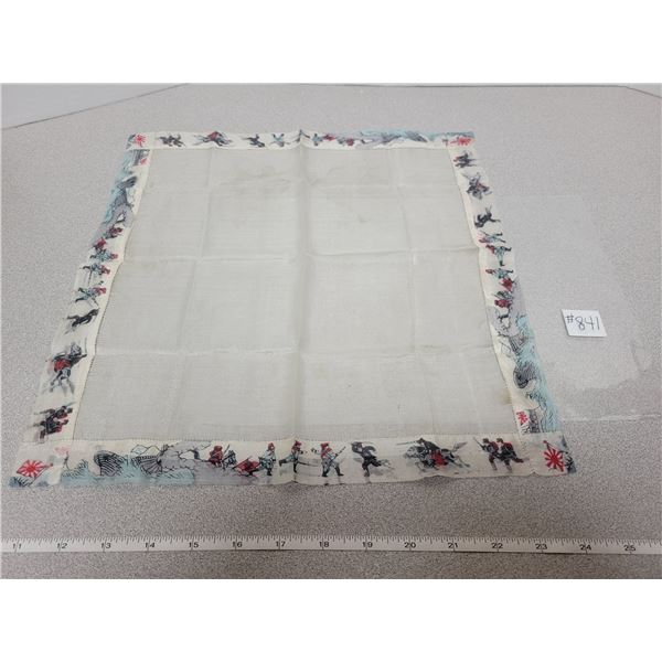 Silk hanky bordered with scenes from the Sino-Japanese war, circa 1905