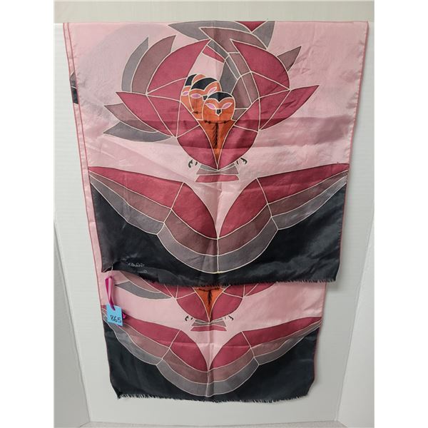 Silk scarf, “Owls”, by Inuit designer Augustin Anaittug, Pelly Bay