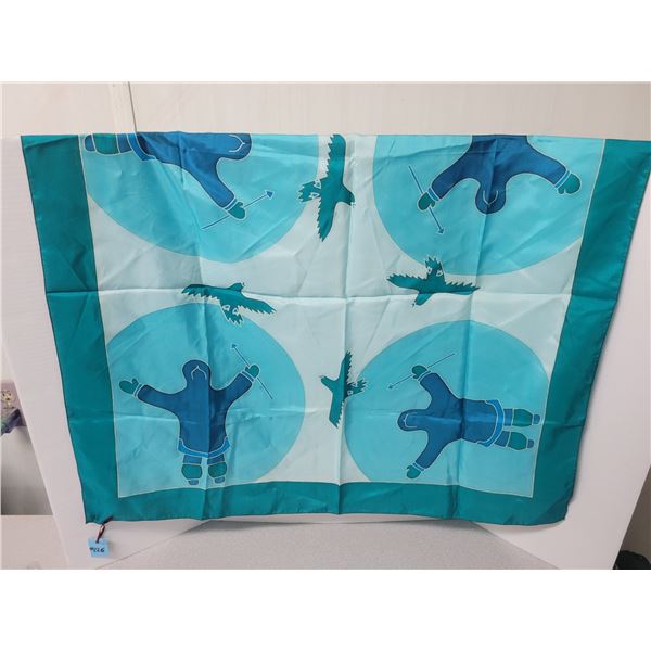 Silk scarf, “Hunter with Geese” by Inuit designer Lidwina, Pelly Bay