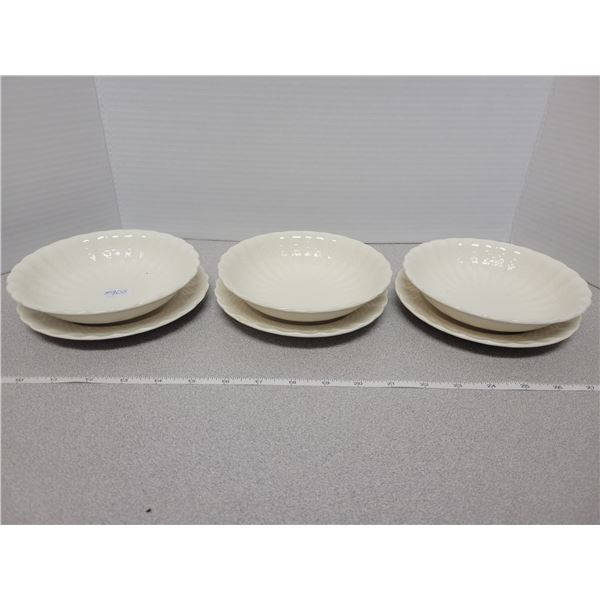 Chelsea Wicker cereal bowls, 6 ¼” and underplates, Spode, England (3)