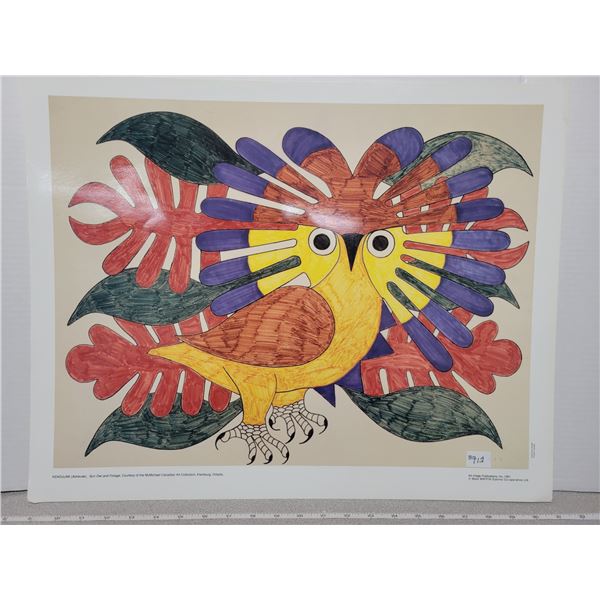 Poster, “Sun Owl & Foliage” by Kenojuak, printed in Canada, 1991