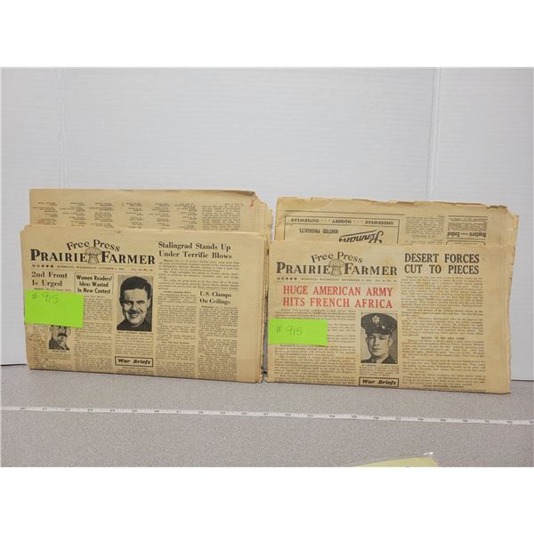 Free Press Prairie Farmer, Winnipeg, WW2 coverage, issues Oct & Nov 1942