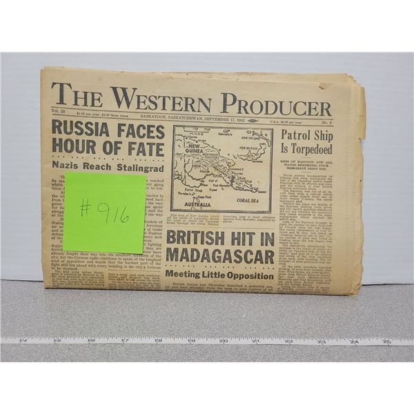 The Western Producer, Saskatoon, WW2 coverage, Sept 1942