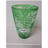 Image 1 : Frosted vase with carved green grape décor, 9” high