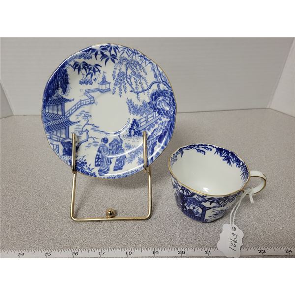 Royal Crown Derby cup and saucer by Mikado, and stand