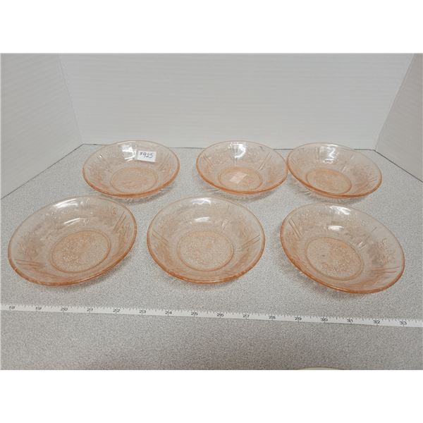 Pink depression glass fruit bowls, “Sharon”, Federal Glass, 1935-39 (6)
