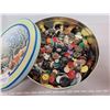 Image 2 : Large Currier & Ives tin with vintage buttons