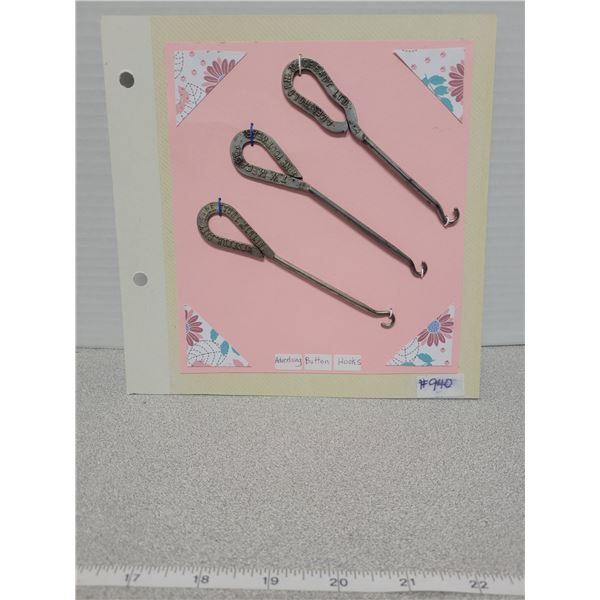 Card of advertising button hooks