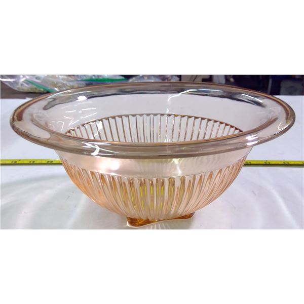 Pink Depression Glass Bowl 9.5" Diameter - no chips/cracks