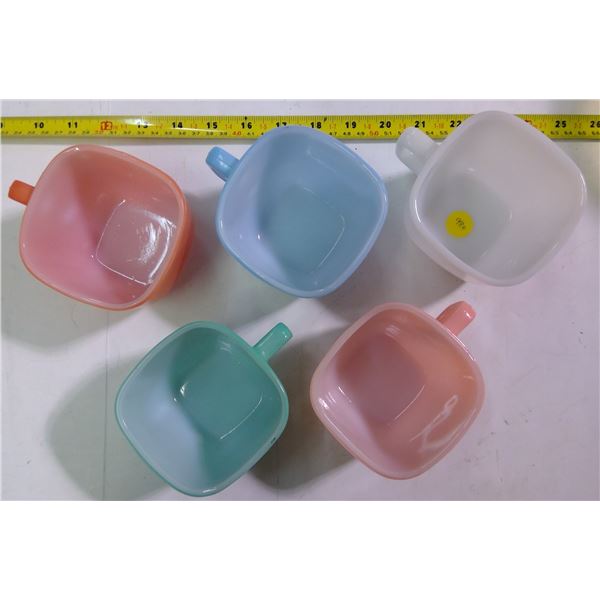 Lot of 5 - 1950's Square Glasbake Mugs - Made in USA