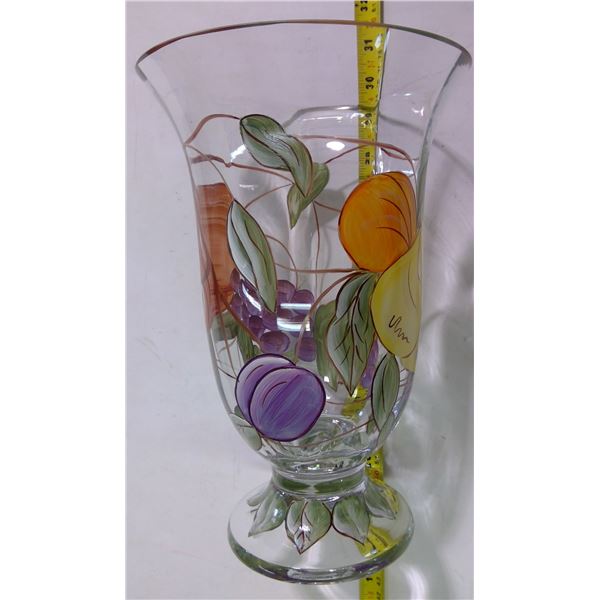 Floral Painted Vase 10" high